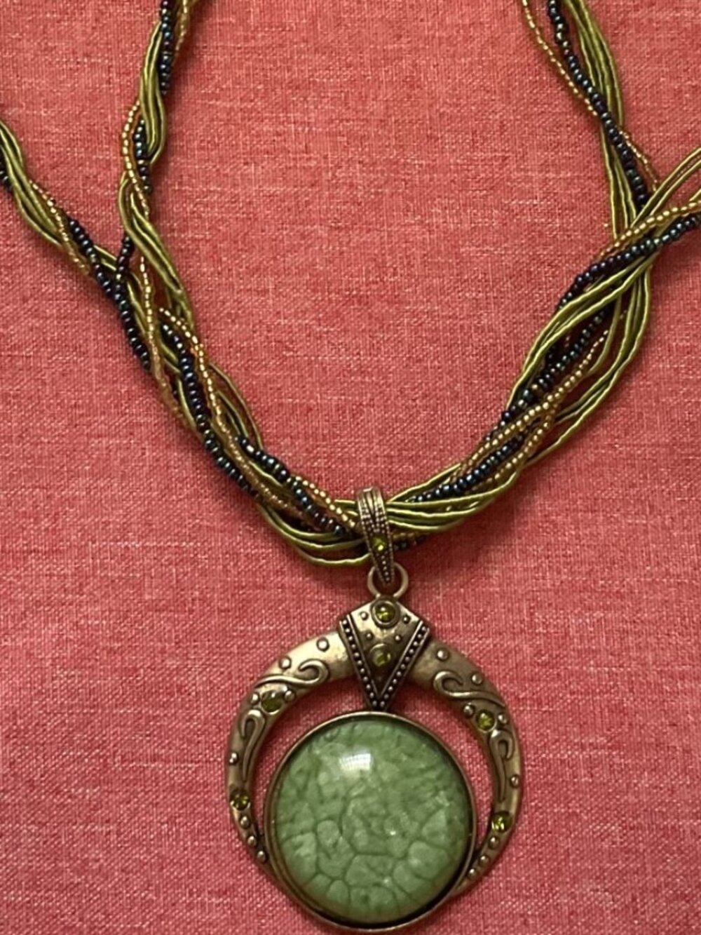 BOHO GREEN & BLUE MULTISTRAND STATEMENT NECKLACE - Picture 6 of 8